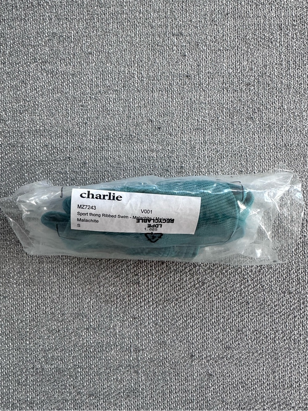 Charlie by MZ Malachite Green Teal Ribbed Swim Thong Small NWT - Picture 4 of 5
